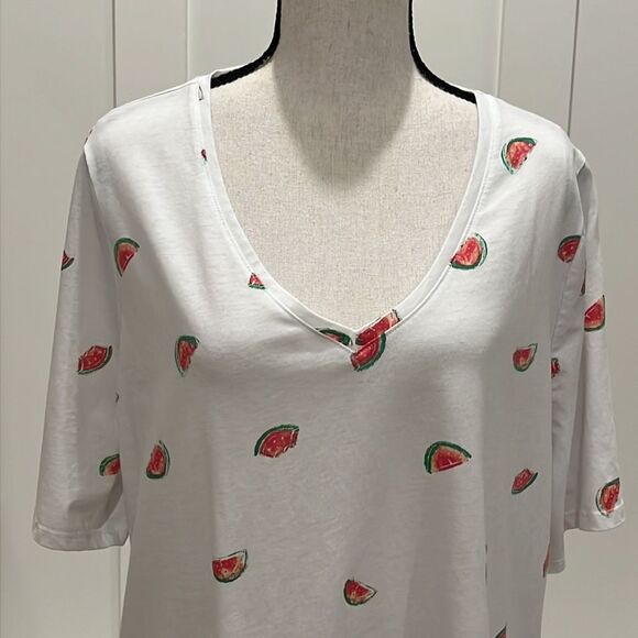 Lane Bryant Perfect Sleeve Watermelon Print SS T-shirt - Picture 2 of 6